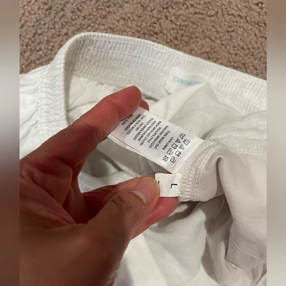 CYNTHIA ROWLEY White Linen Flare Wide-leg Pants - Picture 4 of 10